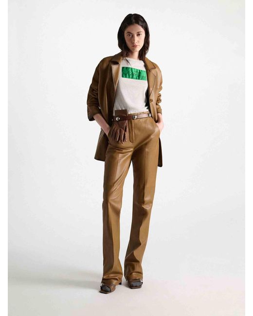 Dorothee Schumacher Natural Straight Leather Trousers