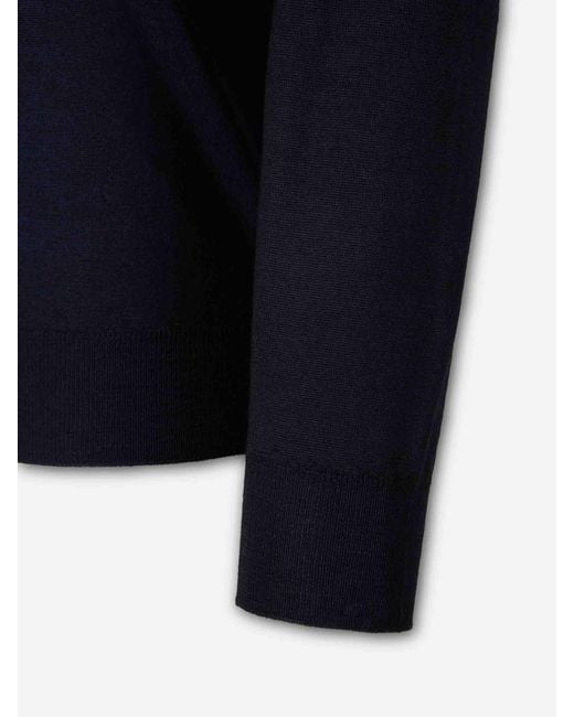 Santa Eulalia Blue Fine Merino Wool Polo Shirt for men