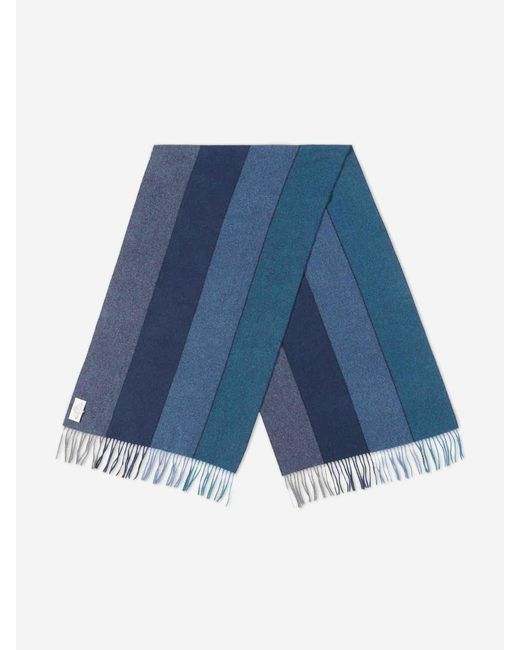Santa Eulalia Blue Wool Striped Scarf for men