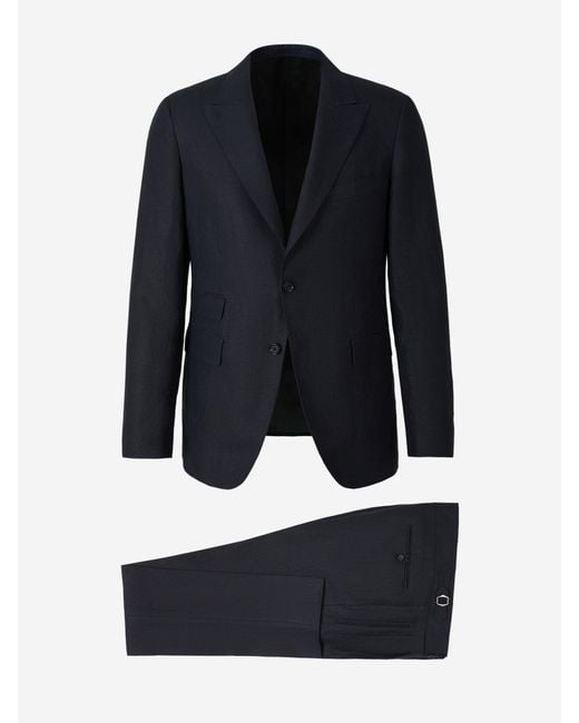 SCABAL® Blue Plain Linen Suit for men