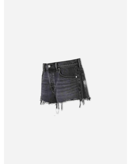 Alexander Wang Black Rhinestone Logo Shorts
