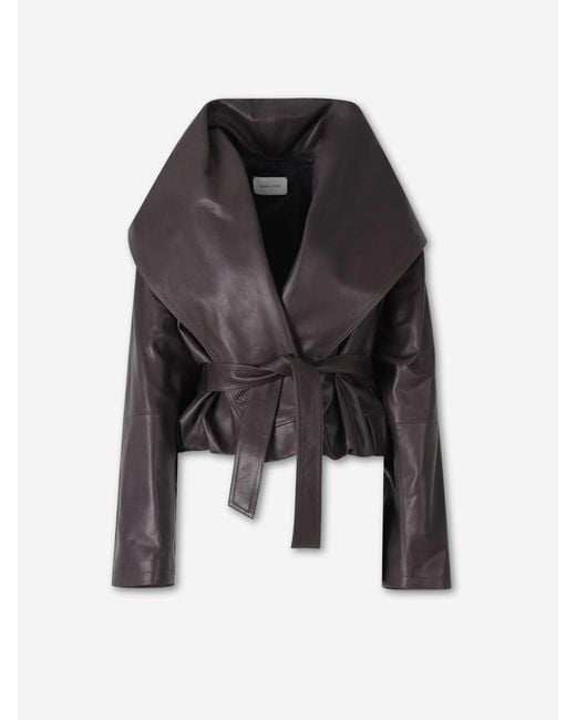 Magda Butrym Black Leather Jacket With Belt