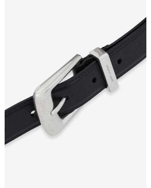 Saint Laurent White Monogram Leather Belt for men