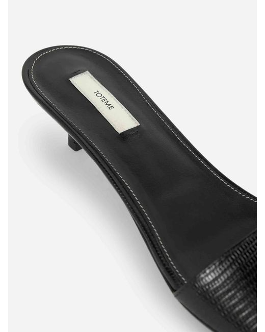 Totême  White Lizard Effect Leather Mules