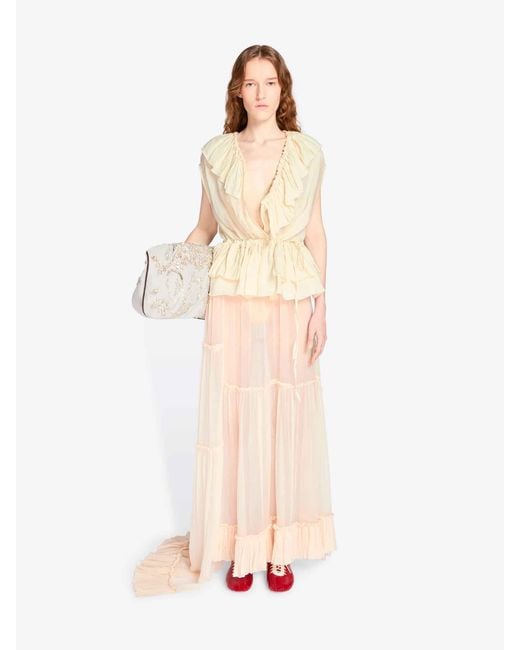 Dries Van Noten White Muslin Ruffled Top