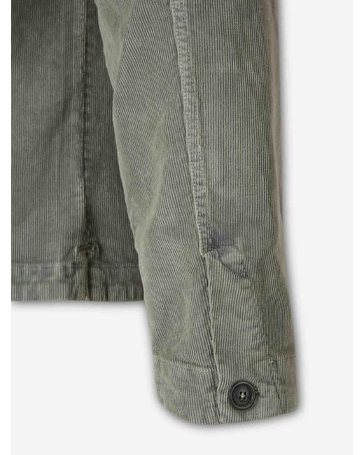 C P Company Gray Cotton Corduroy Overshirt for men