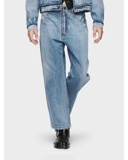 Maison Margiela Blue Cropped Straight Leg Jeans for men