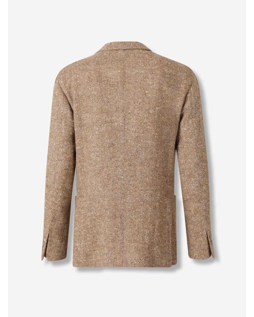 Blazer Spina Di Pesce Lana di Boglioli in Natural da Uomo