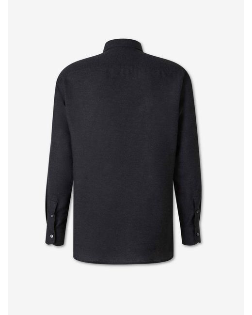 Brioni Blue Plain Marcellino Shirt for men