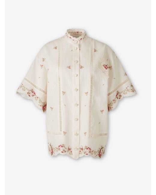 Zimmermann White Patience Linen Blouse