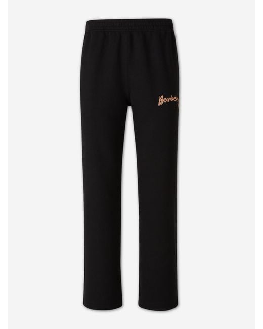 Burberry Black Cotton Joggers With Logo for men