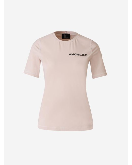 Moncler Pink Logo Technical T-Shirt