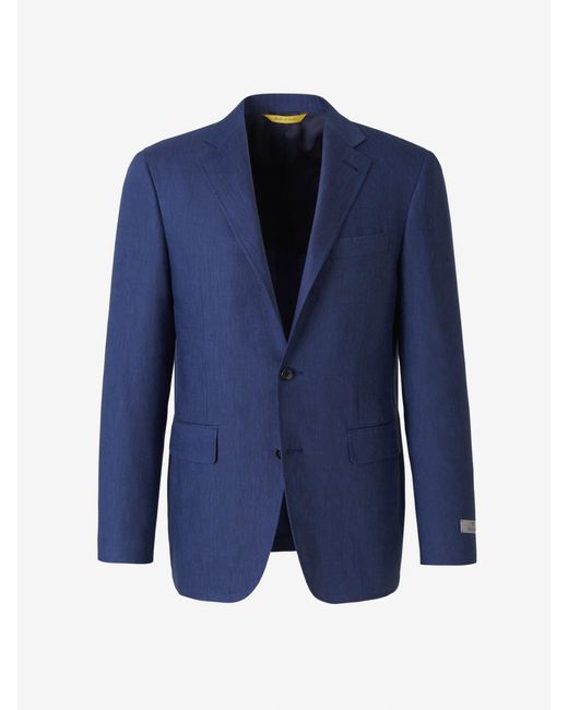 Canali Blue Linen And Wool Suit for men