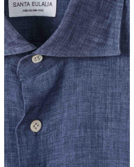 Camisa Lisa Lino Santa Eulalia de hombre de color Blue