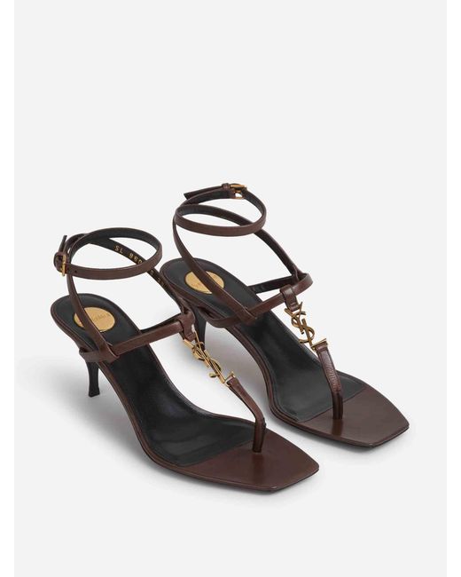 Saint Laurent White Cassandre Heeled Sandals