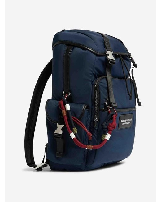 DSquared² Blue Heritage Polyester Backpack for men