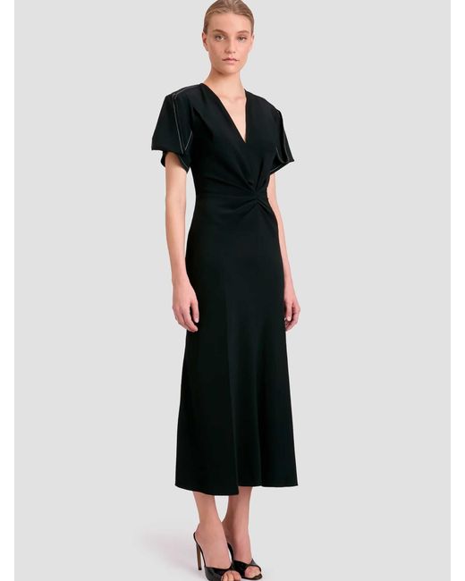 Victoria Beckham Black Crepe Midi Dress
