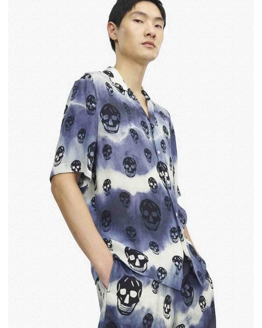 McQueen Blue Skull Casual Shirt for men