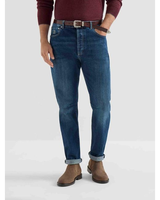 Brunello Cucinelli Blue Slim Cotton Jeans for men