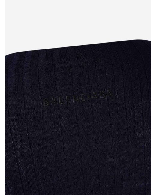 Balenciaga Blue Fine Ribbed Jersey