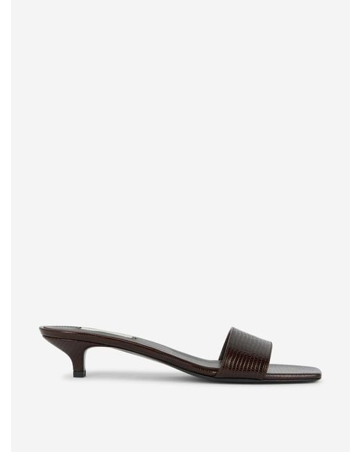 Totême White Lizard Effect Leather Mules