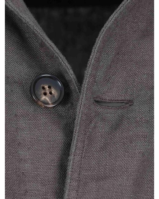Vincenzo Di Ruggiero Brown Plain Linen Shirt for men