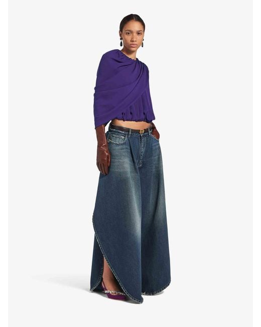 Balenciaga Purple Silk Cape Top