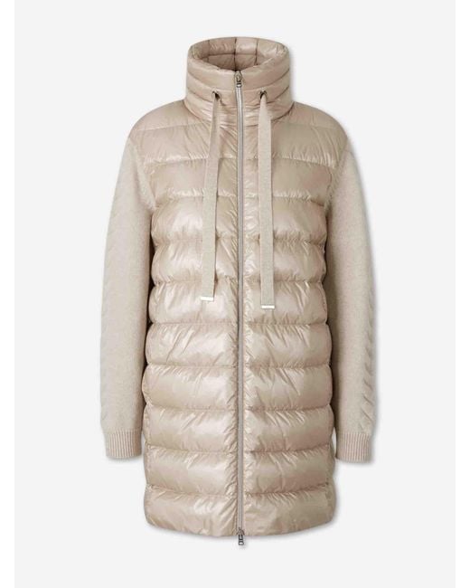 Herno Natural Down Jacket With Knit Sleeves