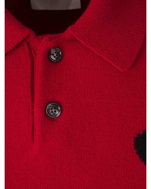 AMI Red Polo Neck Sweater for men