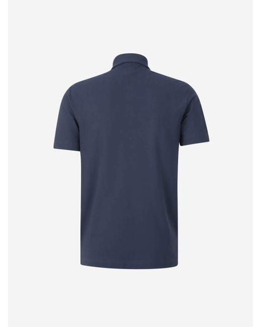 Zanone Blue Plain Cotton Polo for men