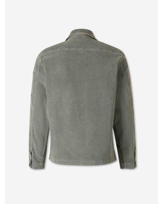 C P Company Gray Cotton Corduroy Overshirt for men