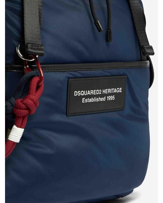 DSquared² Blue Heritage Polyester Backpack for men