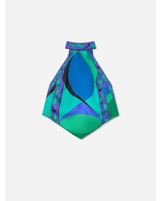 Emilio Pucci Blue Top Drop Pesci