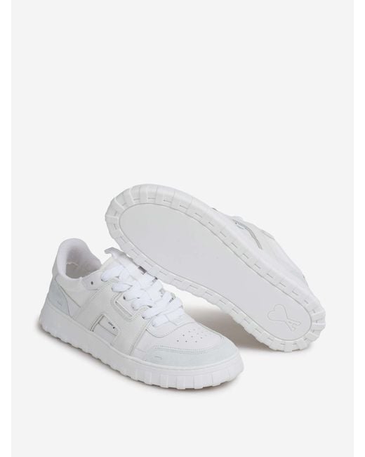 AMI White Low Leather Sneakers for men