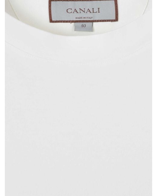 Canali White Round Neck T-Shirt for men