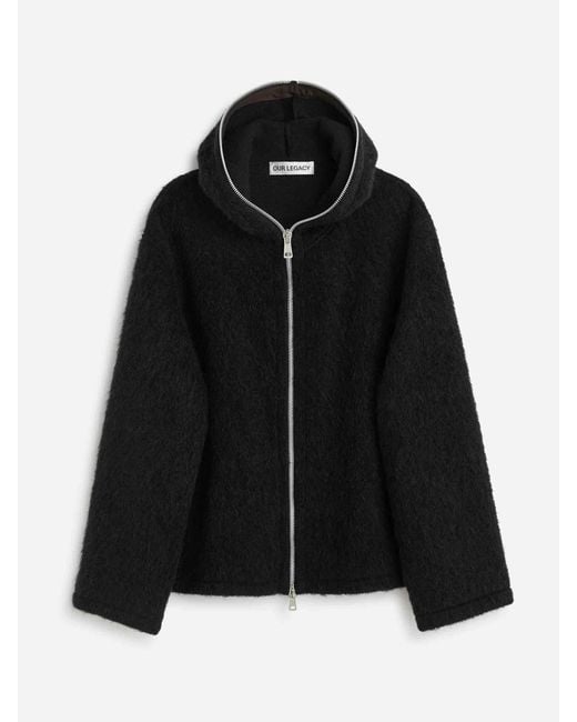 Our Legacy Black Zip-Up Fleece Sweatshirt for men