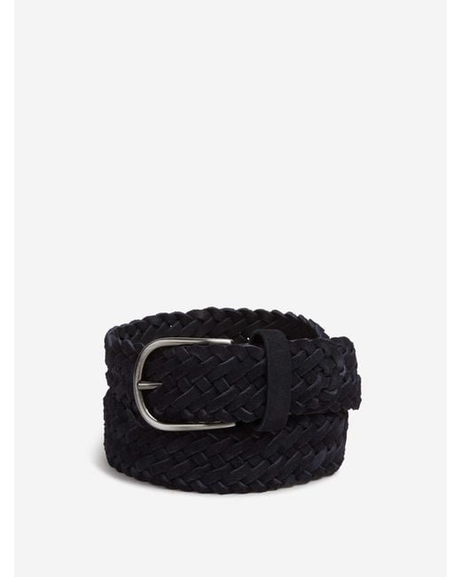 Santa Eulalia Black Braided Suede Belt for men