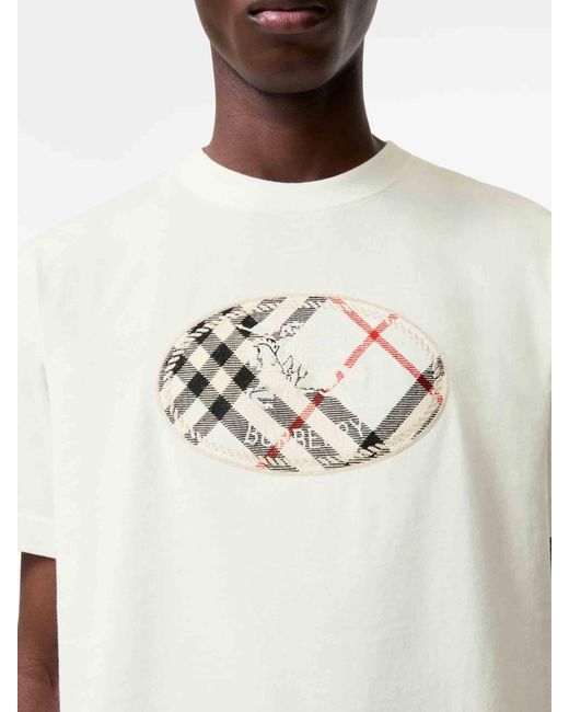 Burberry White Knight Stamp Check T-Shirt for men