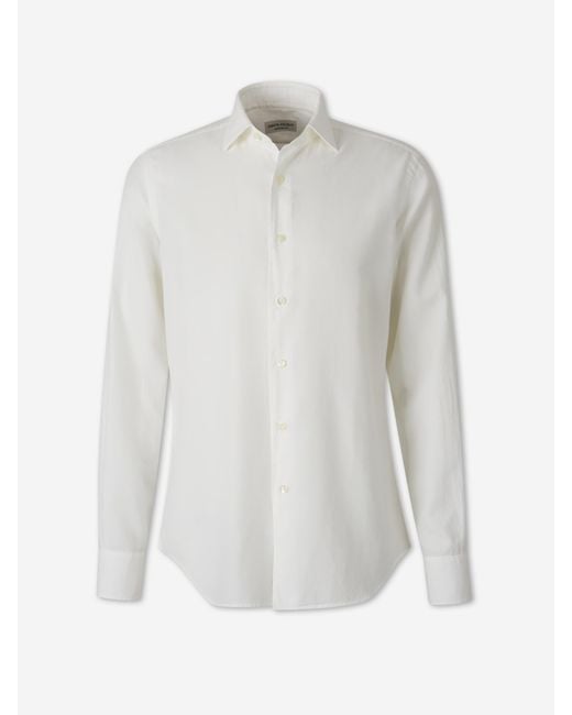 Santa Eulalia White Plain Cotton Shirt for men