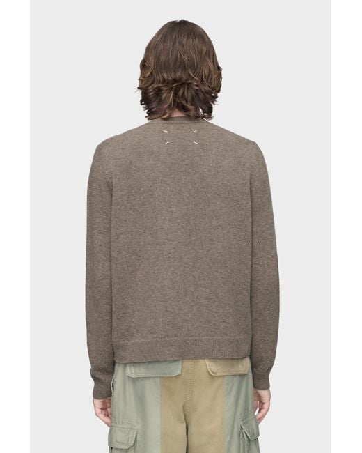Maison Margiela Gray Crew Neck Sweater for men
