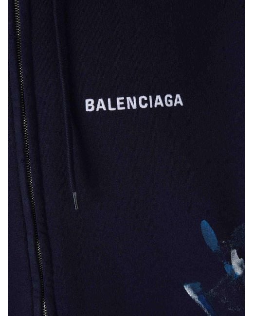 Balenciaga Blue Sweatshirt Logo Painting for men