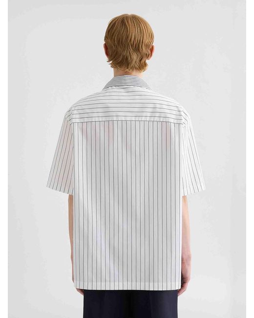 Jil Sander White Striped Pattern Shirt for men