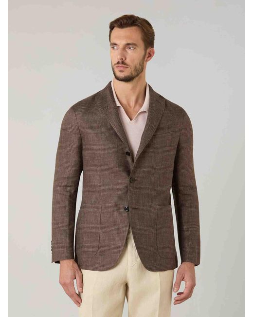 Boglioli Brown Blazer Straight Linen for men