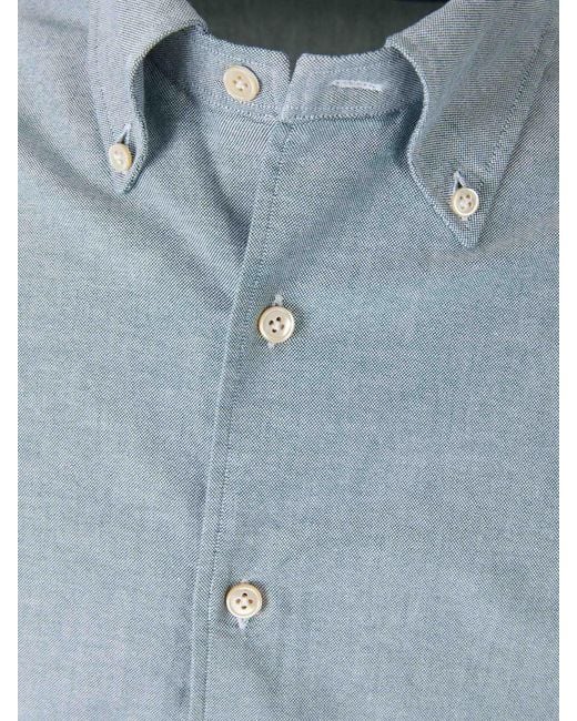 Luigi Borrelli Napoli Blue Plain Cotton Shirt for men