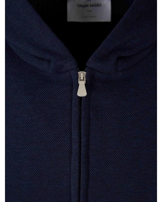 Gran Sasso Blue Zip-Up Hoodie for men