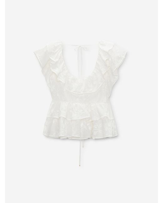 Dorothee Schumacher White Cotton Ruffle Top