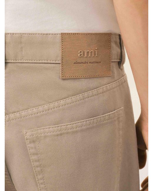 AMI Natural Wide Leg Cotton Jeans for men