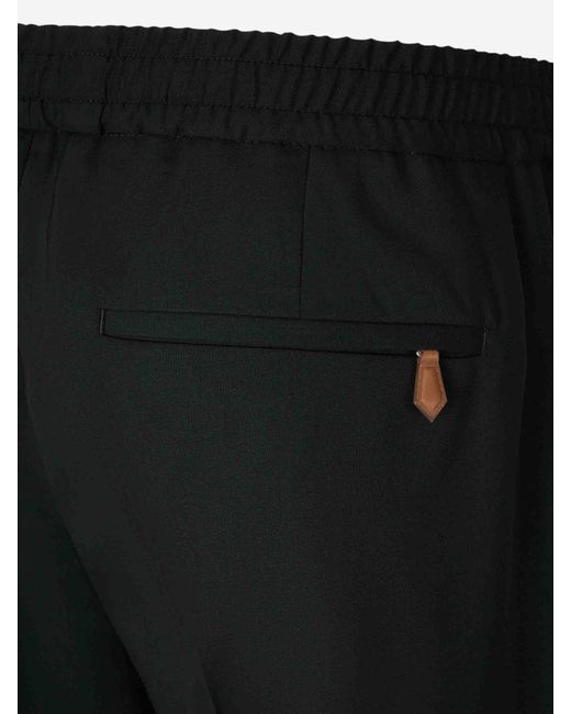 PT Torino Black Straight Wool Trousers for men