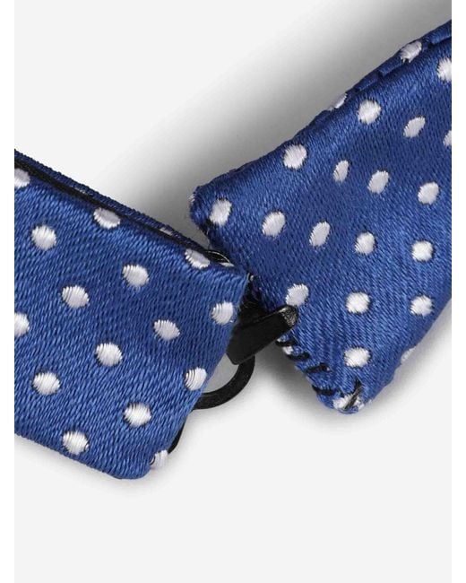 Petronius Blue Silk Polka Dot Bow Tie for men