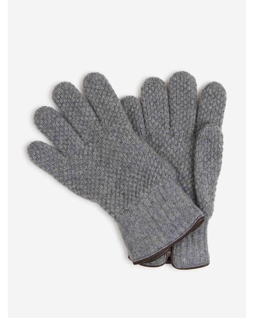 Santa Eulalia Gray Wool Knit Gloves for men